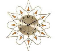 QSYJCCXD Decorative Wall Clock Modern Handmade Decoration Clock Home Wall-Mounted Metal Clocks Bedroom Living Room Non-Ticking Wall Clocks Battery-Powered Lightweight