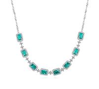 QSYJCCXD Emerald Wedding Pendant Necklace For Women Charming Chain Link Necklace 925 Fine Jewelry