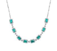 QSYJCCXD Emerald Wedding Pendant Necklace For Women Charming Chain Link Necklace 925 Fine Jewelry