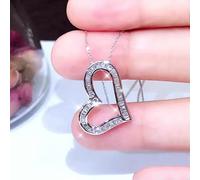 QSYJCCXD Fashion Heart 925 Silver Necklace Pendant for Women Cubic Zirconia Jewelry Gift-Style #1