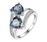 QSYJCCXD Fidget Ring For Women, Love Alloy Inlaid Rhinestone Female Ring Popular Gem Exquisite Ring Simple Fashion Jewelry Birthday Gift Jewellery for Mother Mum