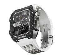 QSYJCCXD For Band 9 8 7 6 5 4 SE 44/45mm Series,Carbon Fiber Case Fluororubber Watch Band Luxury Modification Kit DIY Upgrade Accessories