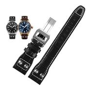 QSYJCCXD For IWC PILOT Mark cowhide Strap 21mm 22mm 20mm Genuine Leather Watch band Bamboo Grain Rivets Dark Brown Black Watchband Accessories