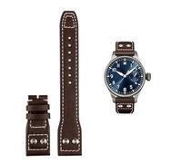 QSYJCCXD For IWC PILOT Mark cowhide Strap 21mm 22mm 20mm Genuine Leather Watch band Bamboo Grain Rivets Dark Brown Black Watchband Accessories