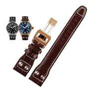 QSYJCCXD For IWC PILOT Mark cowhide Strap 21mm 22mm 20mm Genuine Leather Watch band Bamboo Grain Rivets Dark Brown Black Watchband Accessories
