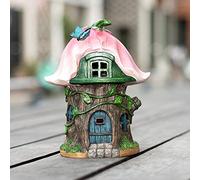 QSYJCCXD Garden Figurines House Garden Statue Illuminated Fairy,Waterproof Resin Dwelling Ornament for Yard Lawn Outdoor Decor Statues (Color : Pink),Pink+8inch