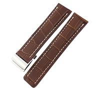 QSYJCCXD Genuine Leather Watchband 22mm 24mm Fit for Premier Navitimer Black Blue Brown Folding Clasp Soft Cowhide Watch Strap