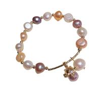 QSYJCCXD Girls' jewelry 1Pc Color Simulated Pearl Bracelet with Money Cat Design Wrist Chain Women Present for Brides and Teens accessories