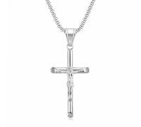 QSYJCCXD Gold Plated Crucifix Cross Pendant Necklace with Chain, Crucifix Cross Necklace 18K Gold Plated Cross Pendant with 3mm 23.62" Rope Chain for Men Women