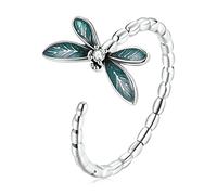 QSYJCCXD Green Dragonfly Ring Adjustable Finger Ring with Clear for Women Making Jewelry