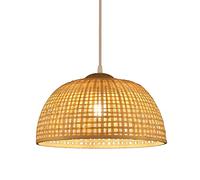 QSYJCCXD Handmade Rattan Woven Pendant Light,Handmade Bamboo Ceiling Pendant Lighting Chandelier, Minimalist Hanging Lampshade Fixture for Office Home Decoration Yearn for (50 * 30cm)