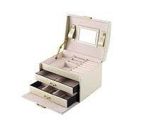 QSYJCCXD High Capacity Mirrored Jewelry Box Organizer with Handle,PU Leather Wooden Decorative Jewelry Storage Case for Bracelets, Earrings, Rings, Necklaces (Color : D)