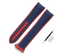 QSYJCCXD High Density Nylon Silicone Watchband For Omega Watch Band 20mm 21mm 22mm Rubber Watch Strap Folding Clasp Curved End Wristwatches Belt