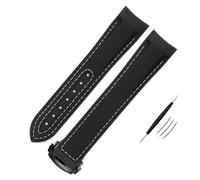 QSYJCCXD High Density Nylon Silicone Watchband For Omega Watch Band 20mm 21mm 22mm Rubber Watch Strap Folding Clasp Curved End Wristwatches Belt