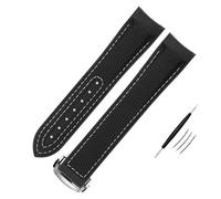 QSYJCCXD High Density Nylon Silicone Watchband For Omega Watch Band 20mm 21mm 22mm Rubber Watch Strap Folding Clasp Curved End Wristwatches Belt