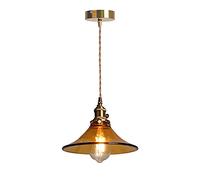 QSYJCCXD Japanese Style Glass Lamp Shade Pendent Lamp Restaurant Single Head Suspension Hanging Lighting Balcony Corridor Brass Small Chandelier Yearn for