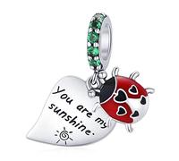 QSYJCCXD Ladybug Charm You Are My Sunshine Leaf Pendant for Bracelet Bangle Women DIY Jewelry