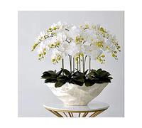 QSYJCCXD Large Artificial Orchid with White Vase Decorative Pu Phalaenopsis Artificial Flowers Arrangement Potted Fake Plants Table Centerpieces Living Room Home Decor