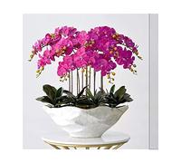 QSYJCCXD Large Artificial Orchid with White Vase Decorative Pu Phalaenopsis Artificial Flowers Arrangement Potted Fake Plants Table Centerpieces Living Room Home Decor