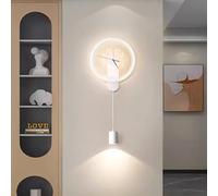 QSYJCCXD LED Wall Sconces Clock Creative with 3 Colors Lighting Design Light Black Mounted Modern Decor for Living Room Dining Office Kitchen Lamp