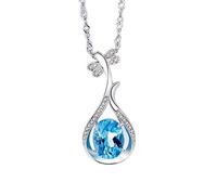 QSYJCCXD Little Pipa Natural Aquamarine Pendants Necklace for Women 925 Wedding Necklace for Women Girl Friend Gifts