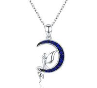 QSYJCCXD Lucky Fairy in Blue Moon Pendant Necklaces Women Jewelry Gift