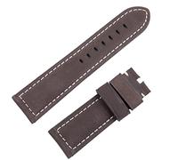 QSYJCCXD Luxury Brand Watchband Retro 22mm 24mm Vintage Calf Horse Nubuck Leather for Panerai Strap Watch Band Tang Buckle (Color : Green, Size : 24mm-Silver Buckle)