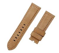 QSYJCCXD Luxury Brand Watchband Retro 22mm 24mm Vintage Calf Horse Nubuck Leather for Panerai Strap Watch Band Tang Buckle (Color : Green, Size : 24mm-Silver Buckle)