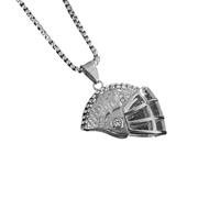 QSYJCCXD Men's and women's hip-hop necklace, titanium steel gold-plated Rhinestone size 12 football helmet pendant necklace, chain length 23.62 inches