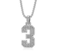 QSYJCCXD Men's digital necklace Iced Out Number Pendant Necklace, 0-9 Digital Charms, Gold-Plated with Cubic Zirconia, Box Chain Women's pendant Custom Splicing Necklace