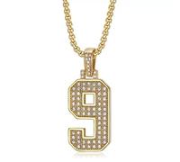 QSYJCCXD Men's digital necklace Iced Out Number Pendant Necklace, 0-9 Digital Charms, Gold-Plated with Cubic Zirconia, Box Chain Women's pendant Custom Splicing Necklace