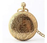 QSYJCCXD Men's Gold-Plated Stainless Steel Mechanical Hand Wind Railroad Style Pocket Watch