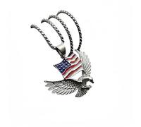 QSYJCCXD Men's necklace American Flag Eagle Pendant Necklace Titanium steel gold-plated drop glue national flag eagle pendant necklace 24 Inch Chain