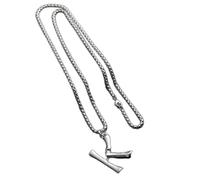 QSYJCCXD Mens Womens Initial A-Z Letter Pendant Necklace Stainless Steel Box Chain 24"-Letter-I