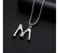 QSYJCCXD Mens Womens Initial A-Z Letter Pendant Necklace Stainless Steel Box Chain 24"-Letter-I
