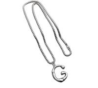 QSYJCCXD Mens Womens Initial A-Z Letter Pendant Necklace Stainless Steel Box Chain 24"-Letter-I