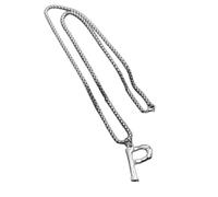 QSYJCCXD Mens Womens Initial A-Z Letter Pendant Necklace Stainless Steel Box Chain 24"-Letter-I