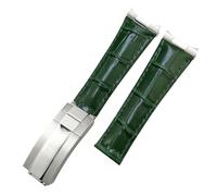 QSYJCCXD Metal End Genuine Leather Watchbands,For Daytona SUB Submariner GMT Master Yacht 20mm Watch Strap Green Blue Black Band 17.5-18.5cm Wrist