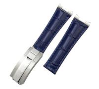 QSYJCCXD Metal End Genuine Leather Watchbands,For Daytona SUB Submariner GMT Master Yacht 20mm Watch Strap Green Blue Black Band 17.5-18.5cm Wrist