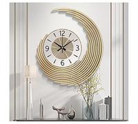 QSYJCCXD Modern Metal Wall Clock,Silent Non Ticking 3D Art Sunburst Wall Clocks Battery Operated, for Living Room Bedroom Kitchen Home Decoration,Gold,48X58CM ()