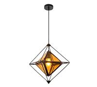 QSYJCCXD Modern Pendant Light Geometric Kitchen Island Lighting Fixture Diamond Shape Ceiling Hanging Lights Fixture for Kitchen Island Living Room Bedroom Yearn for (Amber B)