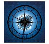 QSYJCCXD Modern Wall Clock Compass Direction Map Exclusive Silent Wall Clock Nautical Black Wind Rose Home Décor Traveller Interior Design Retro Wall Watch Clocks for Living Room