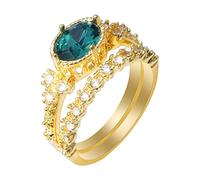 QSYJCCXD Mother's Day Gifts Bright Zircon Ring Round Green Stone Jewelry Fashion Jewelry Engaged Ring For Women Christmas Gifts for Couple Women Men