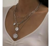 QSYJCCXD Multilayer Butterfly Heart Star Chain Pendant Necklace Choker Women Jewelry-19-3 Layer Silver Tag