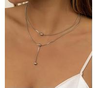 QSYJCCXD Multilayer Butterfly Heart Star Chain Pendant Necklace Choker Women Jewelry-19-3 Layer Silver Tag
