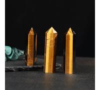 QSYJCCXD Natural Tiger's Eye Quartz Crystal Point Wand Obelisk Rock s US