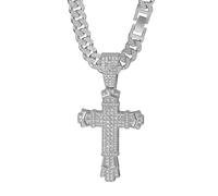 QSYJCCXD necklace alloy full diamond cross pendant necklace men's and women's chain