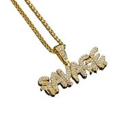 QSYJCCXD Necklace Alloy Full Diamond SAVAGE Letter Pendant Necklace Men's and Women's Chain Necklace Length 23.62 inches