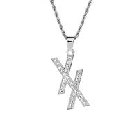QSYJCCXD necklace full drill stainless steel double XX letters pendant thick gold plating with steel Fried Dough Twists chain necklace chain length 24 inches