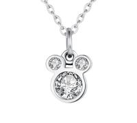 QSYJCCXD New 2025 925 Sterling Silver Miky Mouse Pendant Necklaces Clear Cz Cute Cartoon Necklace For Women Fine Collar Es Decoration Jewelry Commemorative With You Accessories Trendy Best For Gift